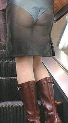 If keep yourself from being distracted by the shapely bottom you’re seeing, you might notice that the image doesn’t always align perfectly with the legs of the wearer