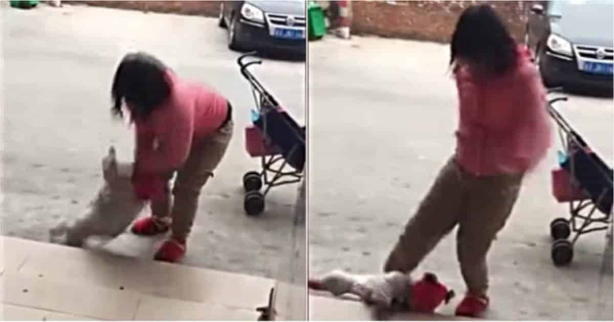 cruel mother kicks baby 1