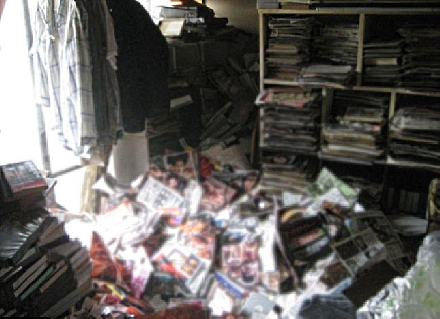 His apartment was taken over by his collection.
